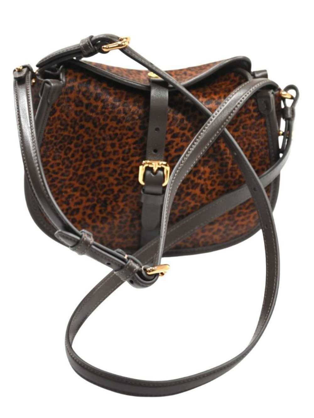 Etro Small Leather Pony Bag with Animal Print in Brown